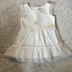 The Children's Place White and Gold Sparkle Dress Size 2T